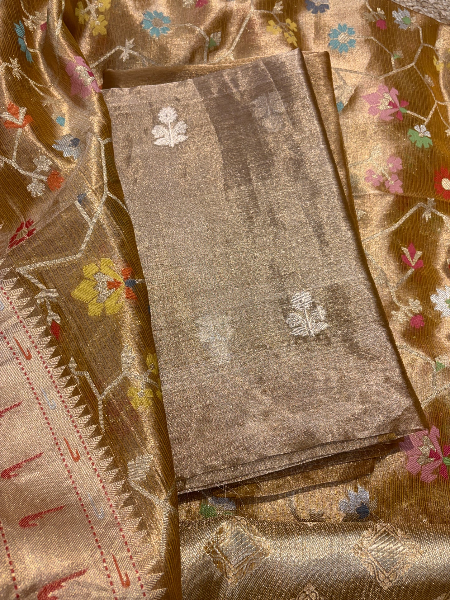 Mustard tissue kadhwa suit set