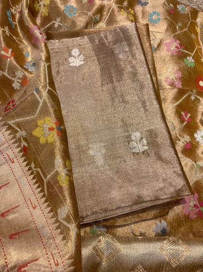 Mustard tissue kadhwa suit set