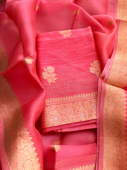 Peach linen suit kadhwa suit set