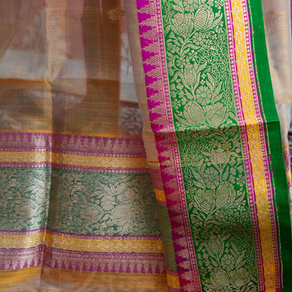 Golden kora tissue kadhwa dupatta