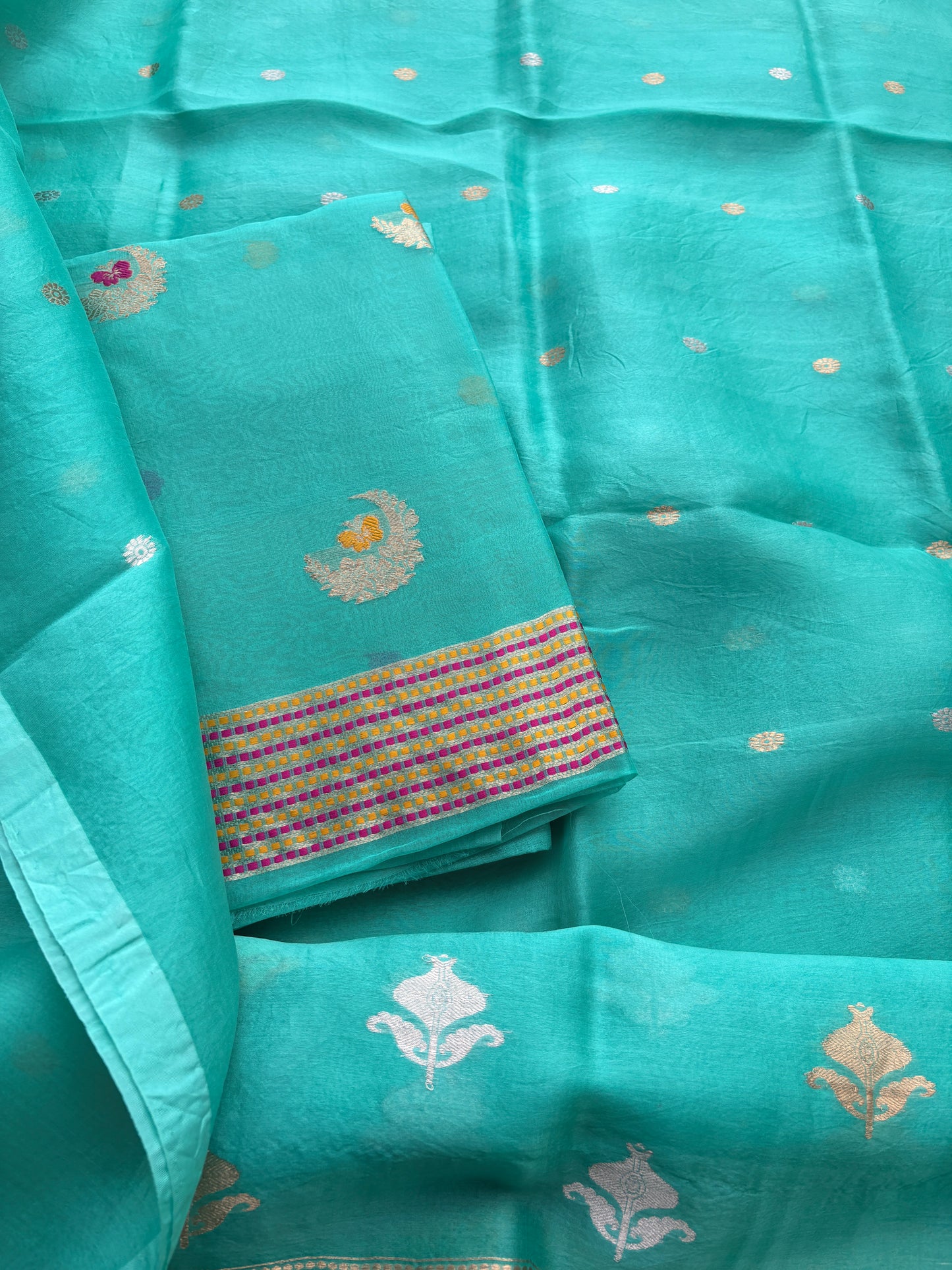 Blue Chiniya kora suit set