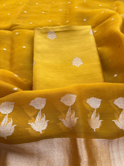 Mustard mango silk 3 piece suit set