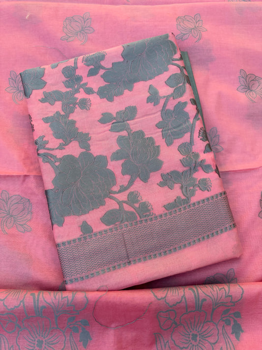 Pink Chanderi weaving 3 piece suit set