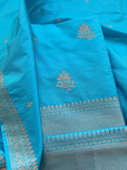 Blue katan by katan  silk kadhwa suit set
