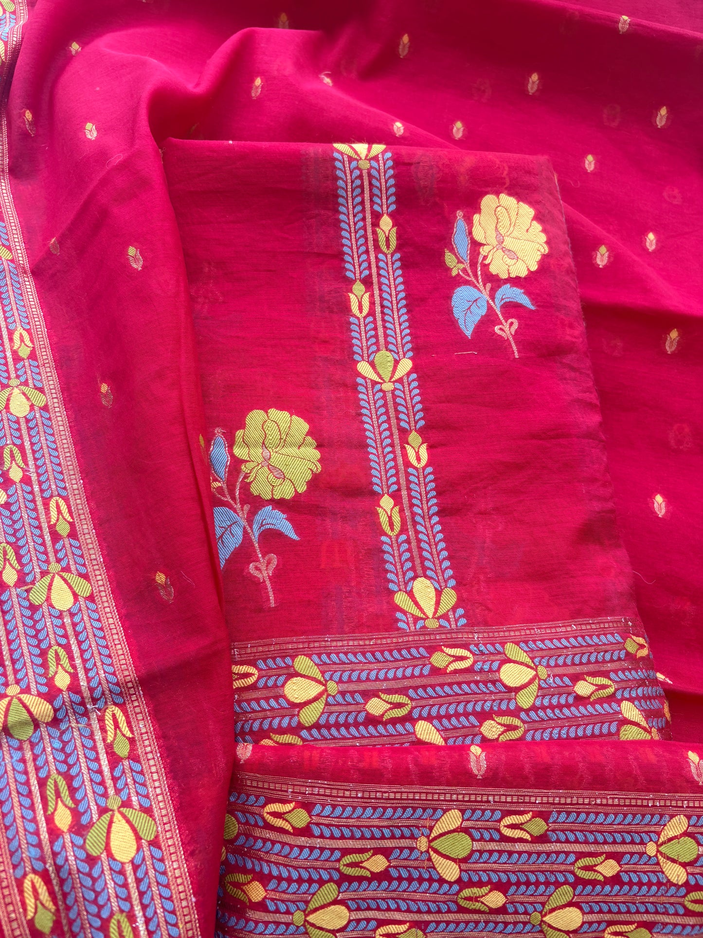 Red resham weaving flower design weaving suit set(91)