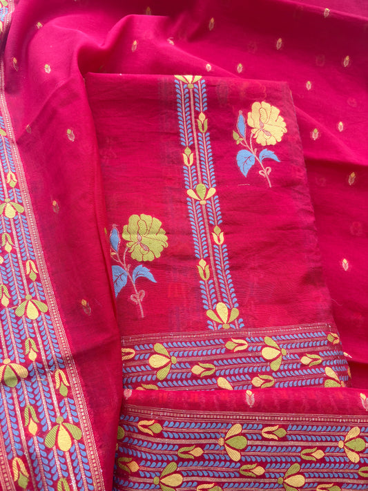 Red resham weaving flower design weaving suit set(91)
