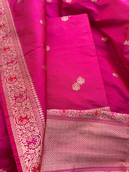 Pink katan by katan silk kadhwa suit set