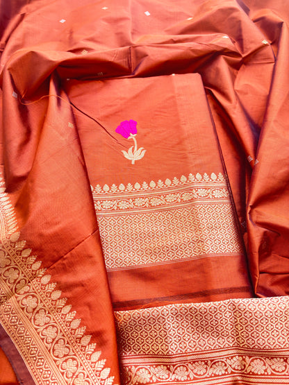 Orange Katan by Kayan silk kadhwa suit set