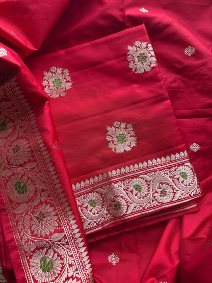 Red katan by katan silk kadhwa suit set