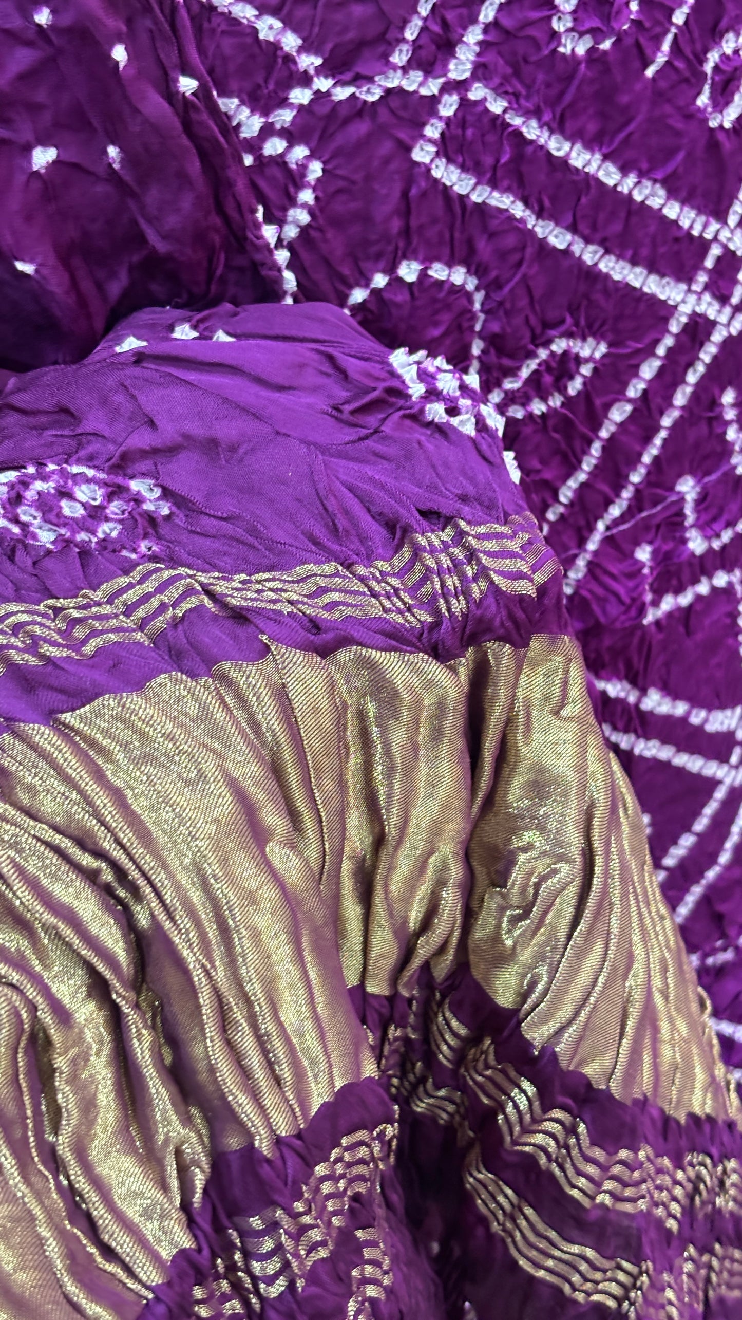 Purple bandhani gajji silk suit set