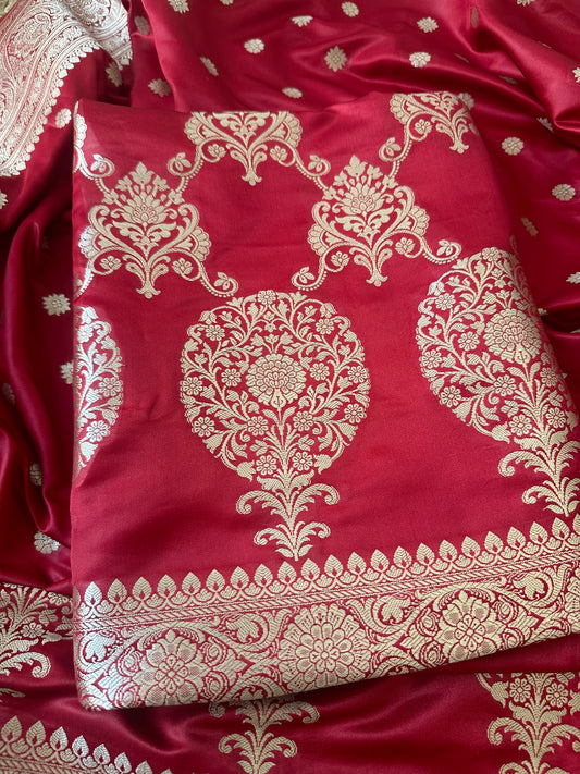 Red Mashru silk suit set