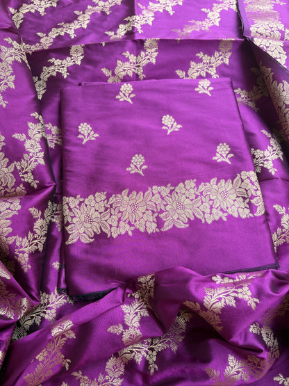 Magenta premium silk 3 piece suit set