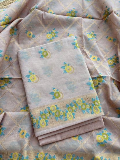 Nude jaal weaving Chanderi suit set