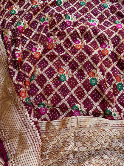 Maroon Khaddi georgette Meenakari suit set