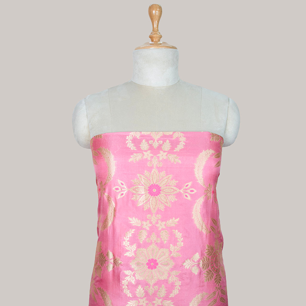 Pink jaal work katan by katan suit set