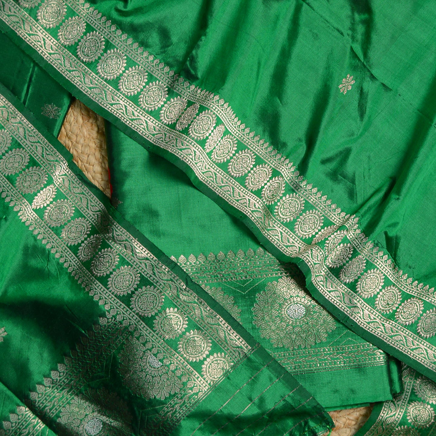 Green katan by katan silk suit set
