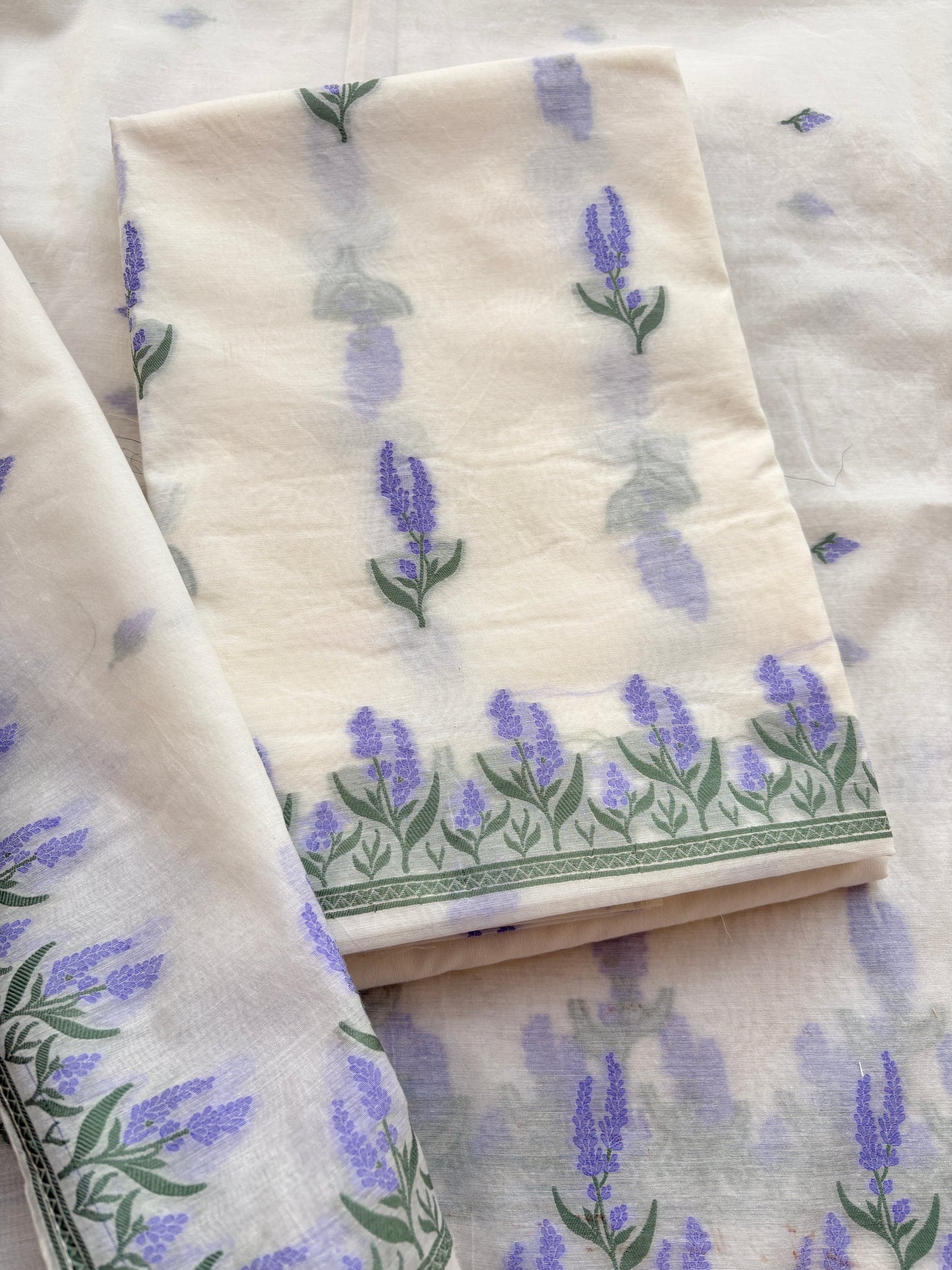 White base Chanderi weaving suit set