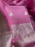 Pink chiniya silver zari 3 piece suit set