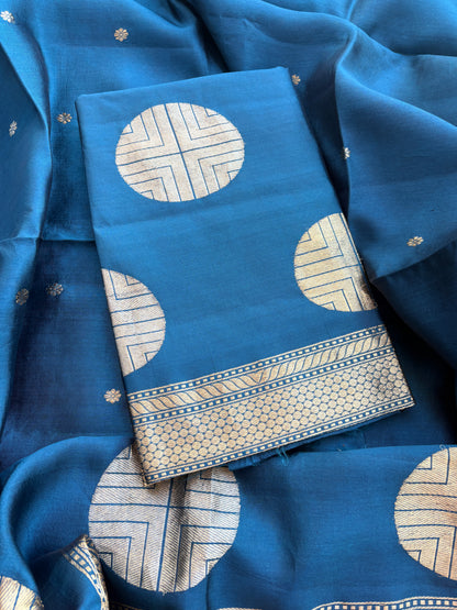 Blue circle design kadhwa suit set