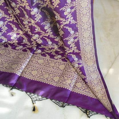 Purple katan silk dupatta