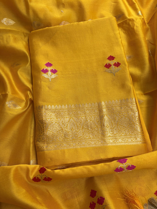 Yellow Chiniya silk meenadar suit set
