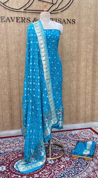 Firozi bandhani suit set
