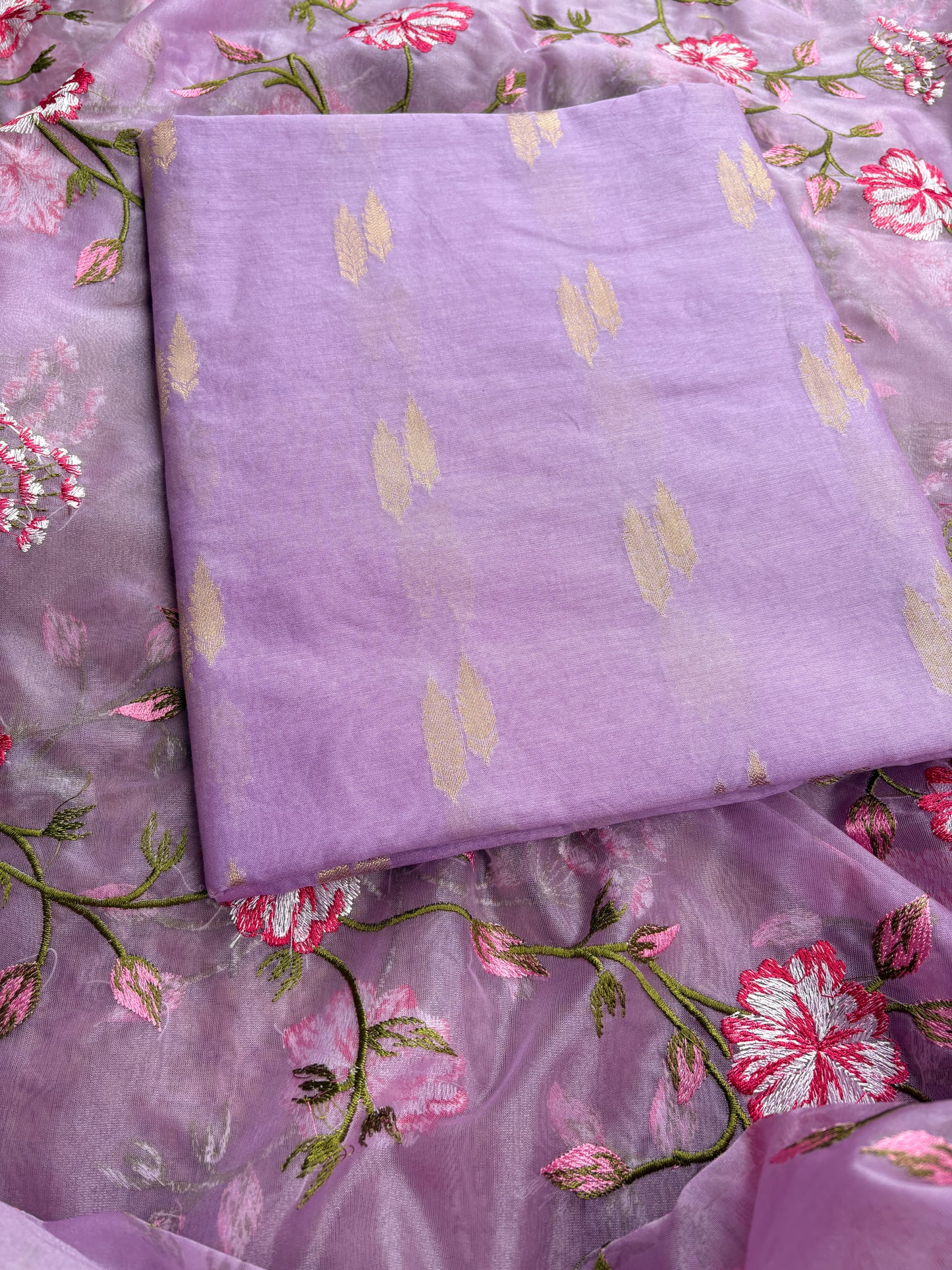 Lavender premium Banarasi silk suit set