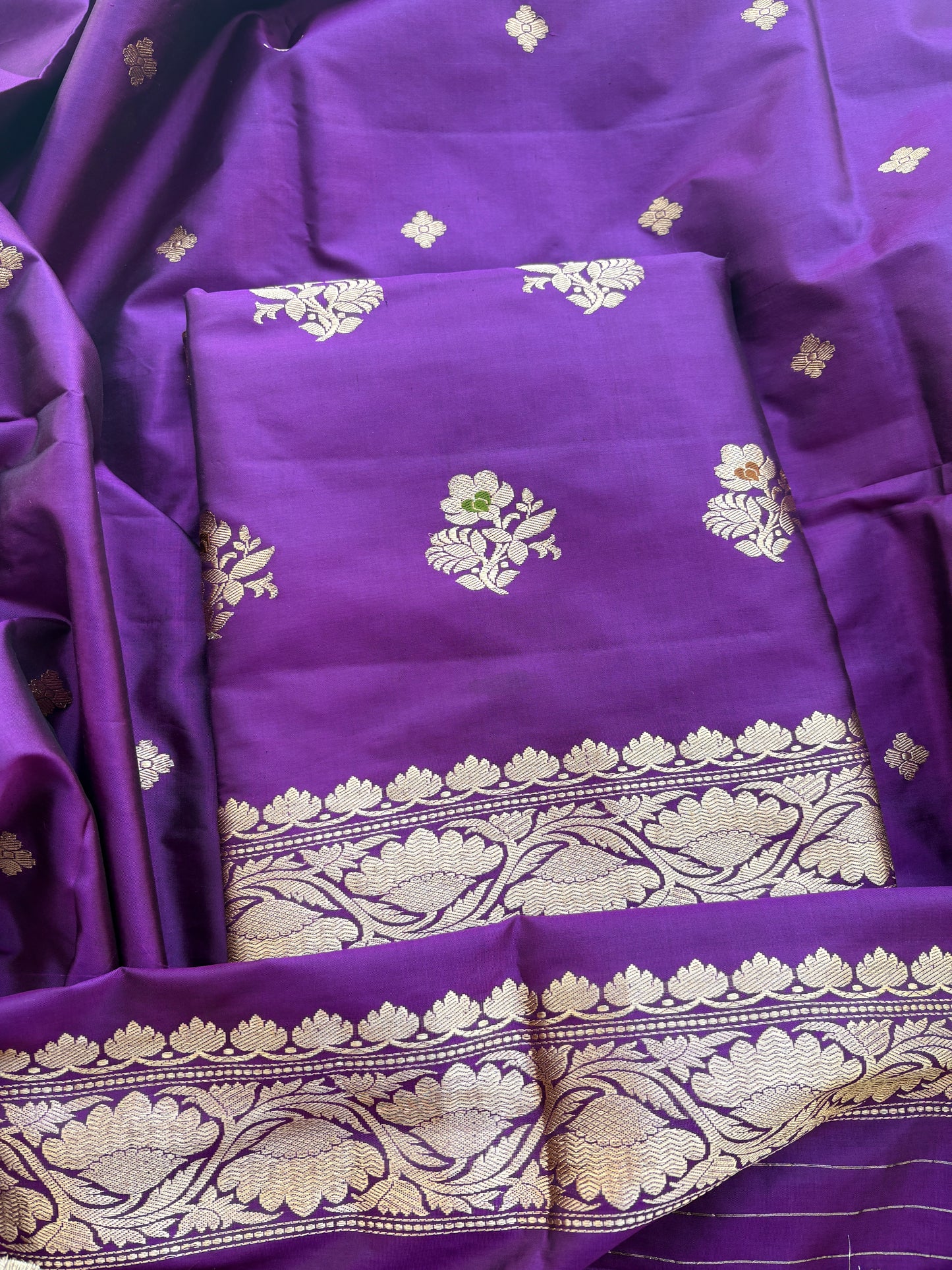Purple katan by katan silk meenadar suit set