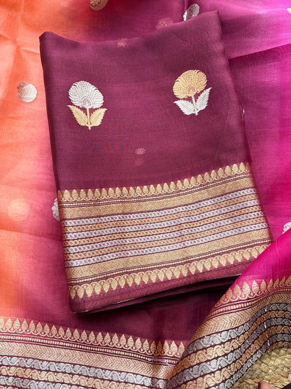 Wine kora silk kadhwa suit set