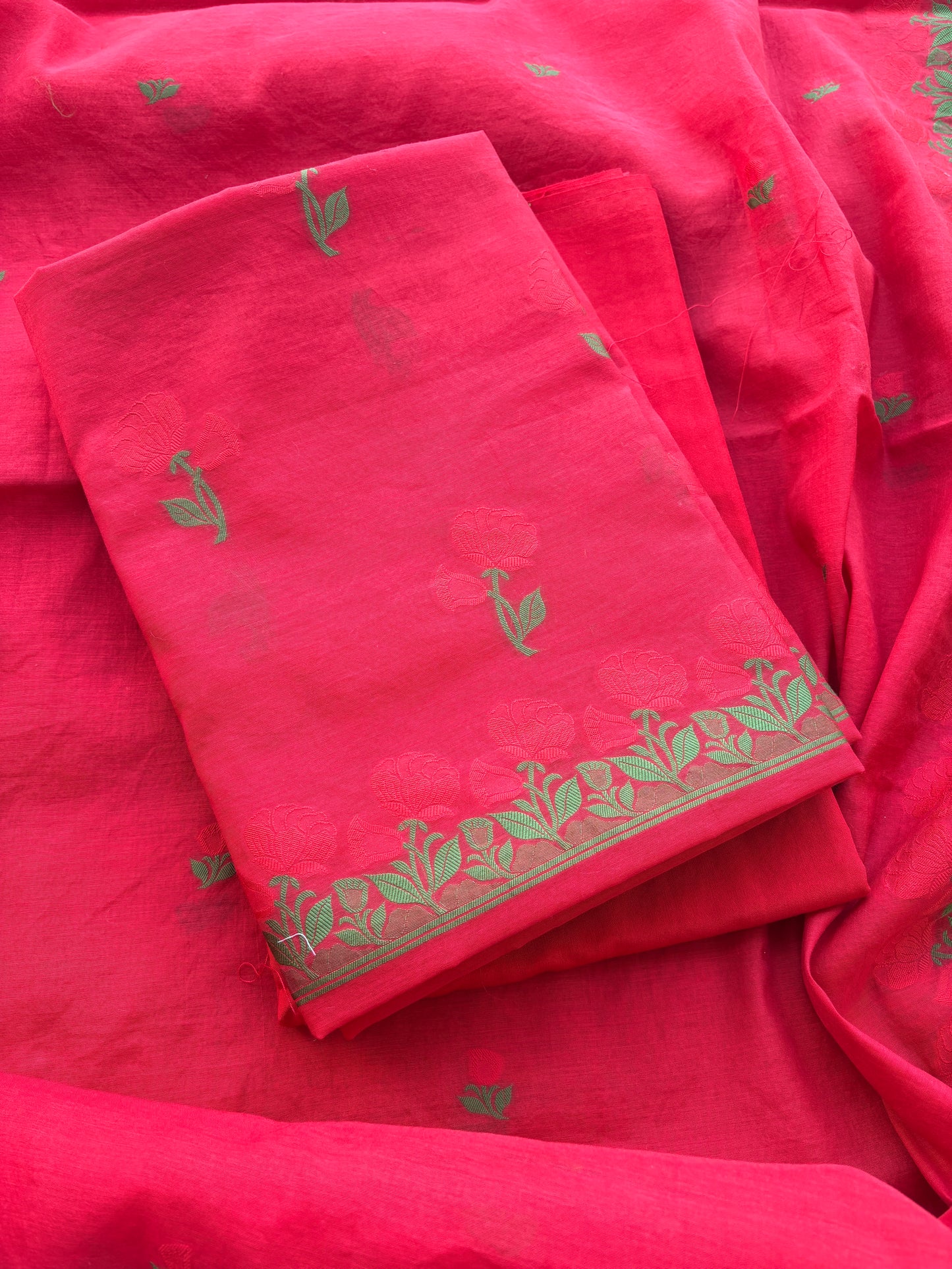 Red Chanderi Resham weaving Chanderi Suit set