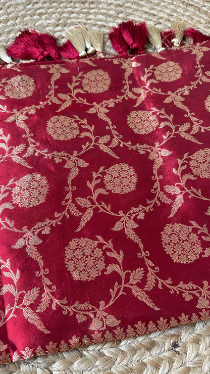 Red katan silk kadhwa Jaal dupatta