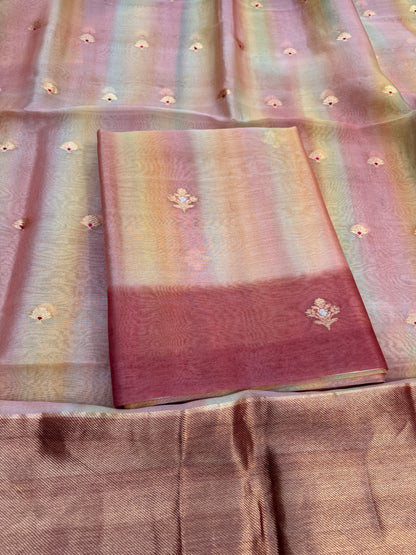 Rust shaded kora kadhwa 3 piece suit set
