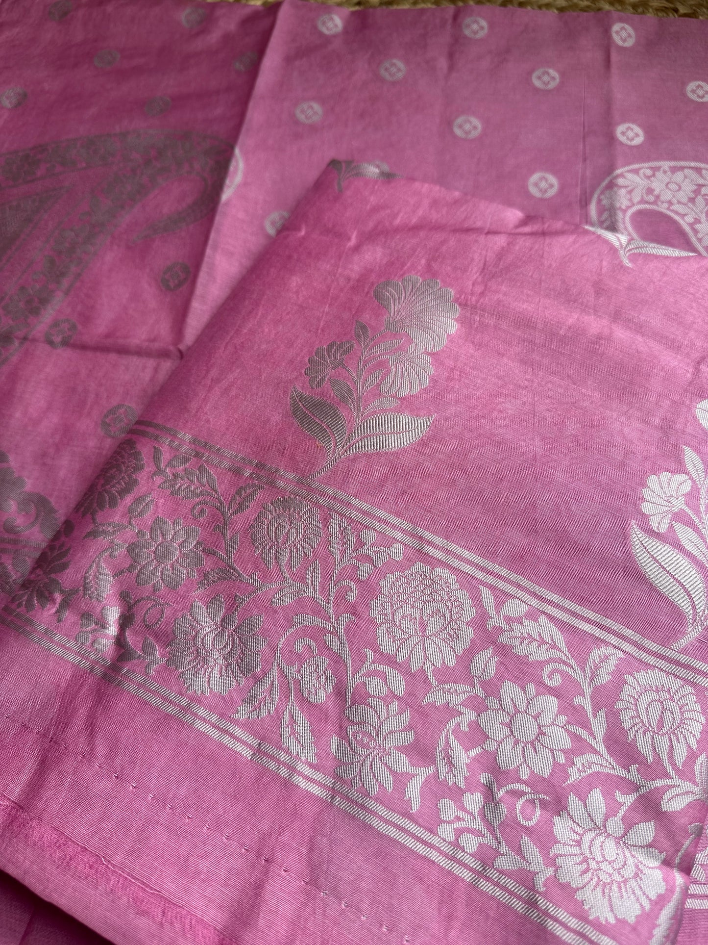 Pink lavender 3 piece full Jaal weaving cotton suit