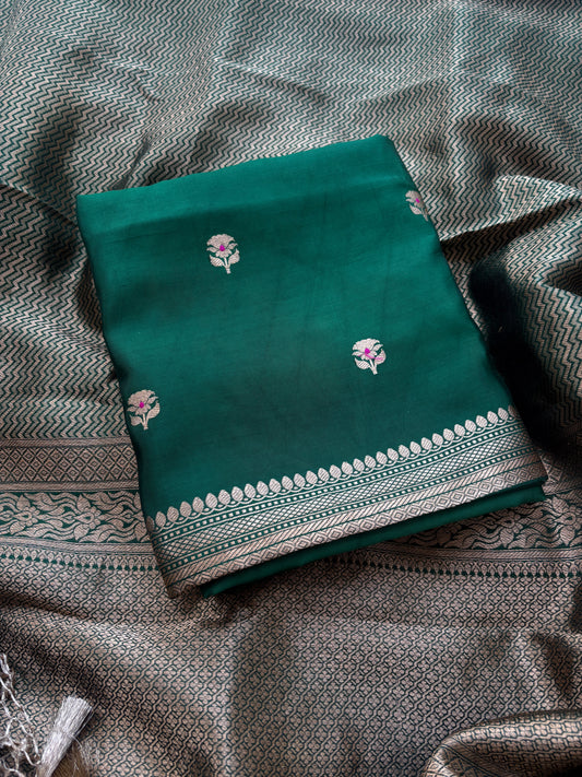 Green mango silk with brocade silk dupatta