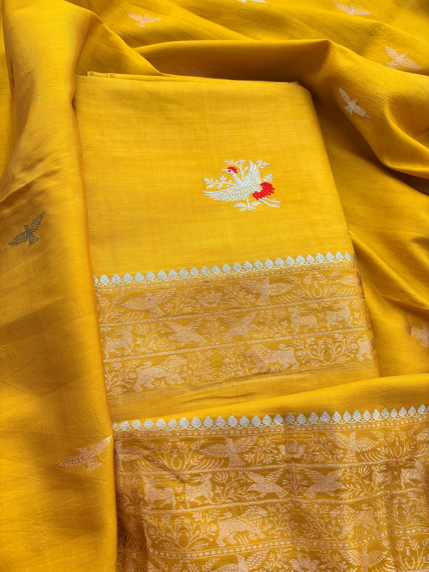 Yellow mango silk 3 piece suit set