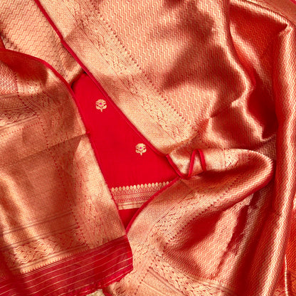 Red mango silk with brocade silk dupatta