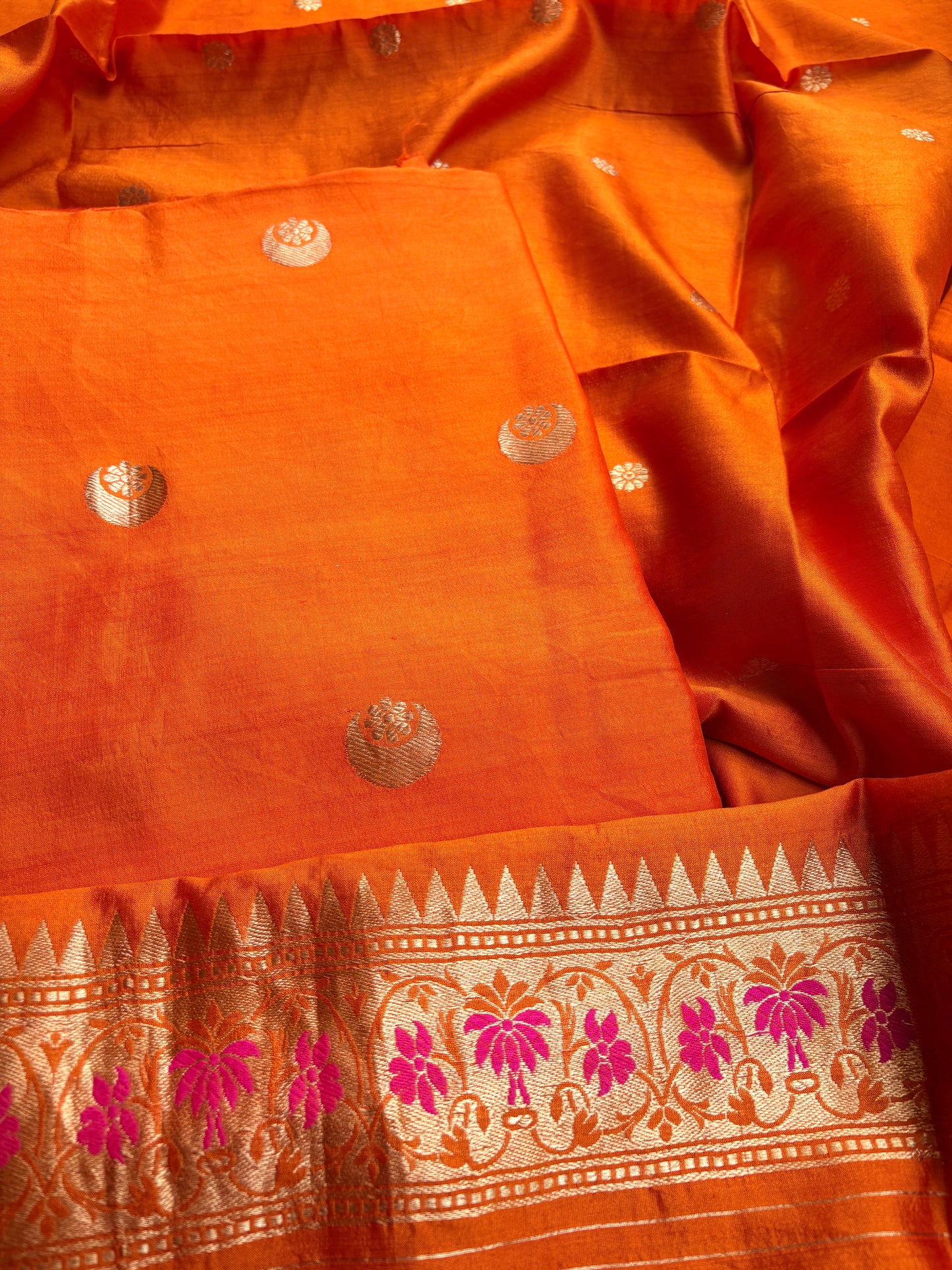 Orange raw artisan kadhwa 3 piece suit set