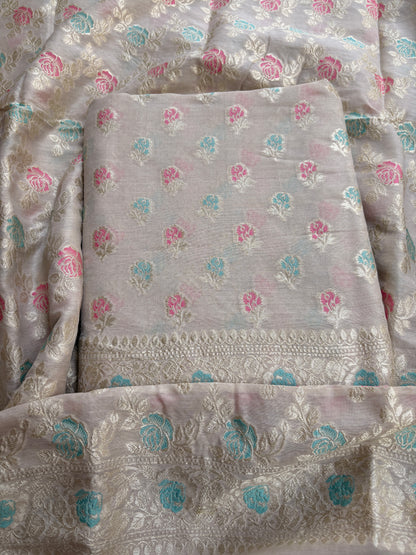 Cream moonga silk meenadar suit set