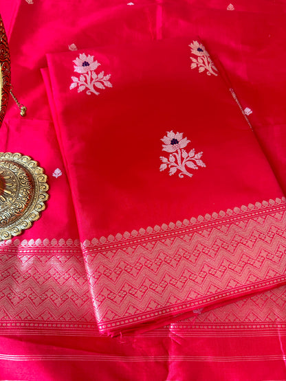 Red meenadar pure katan silk suit