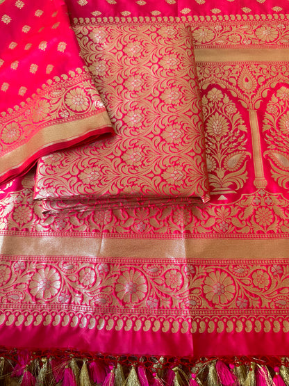 Rani pink mashru brocade suit set