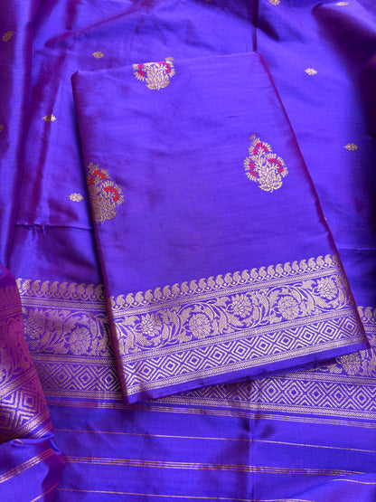 Purple dhoop chau katan silk suit set