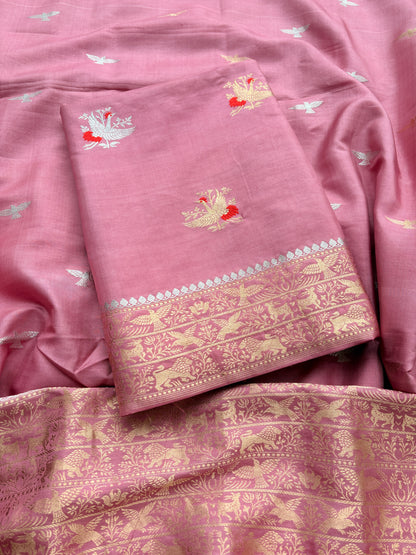 Peach mango silk kadhwa suit set