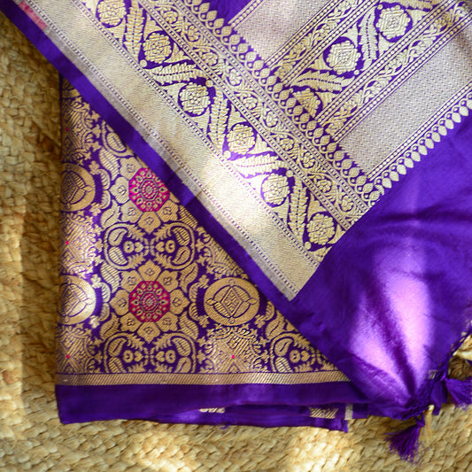 Purple jaal kurta katan by katan silk suit set