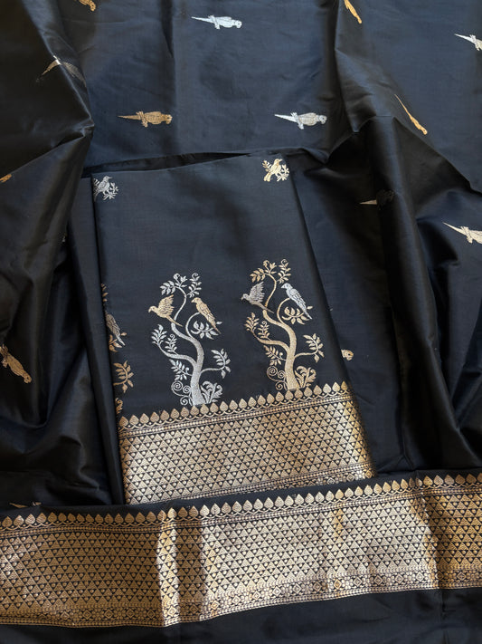 Black katan by katan figure motif suit set
