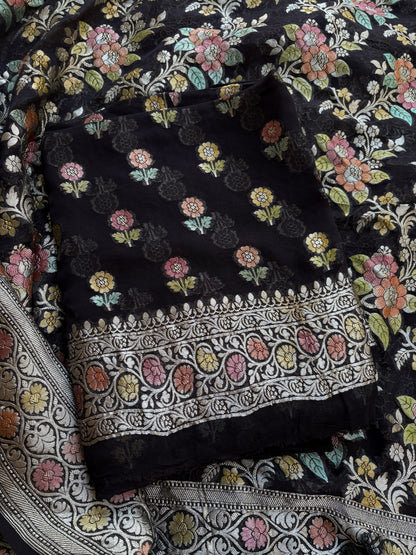 Black meenadar Khaddi georgette suit set