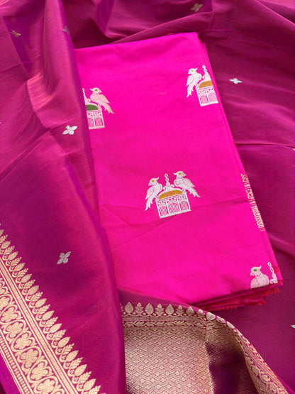Pink Katan  by Katan silk suit with tissue dupatta