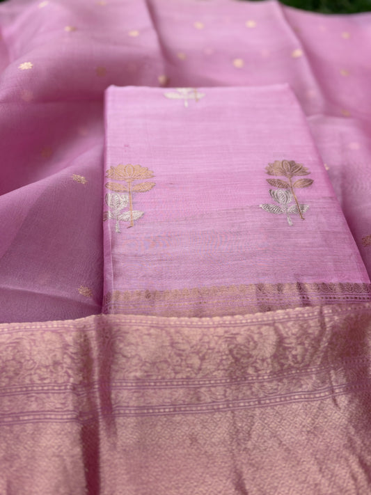 Pink Sona Rupa pure silk 3 piece suit set