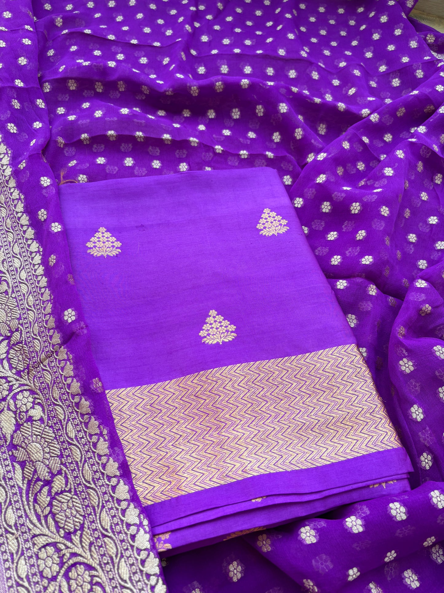 Lavender Chiniya silk suit and Khaddi georgette dupatta