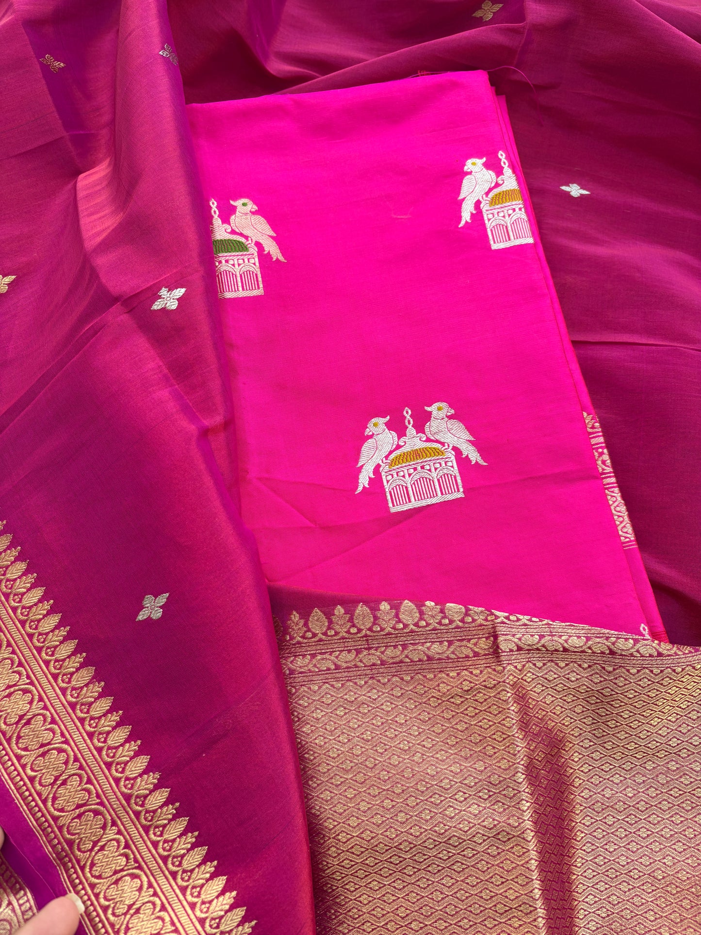 Pink Katan  by Katan silk suit with tissue dupatta