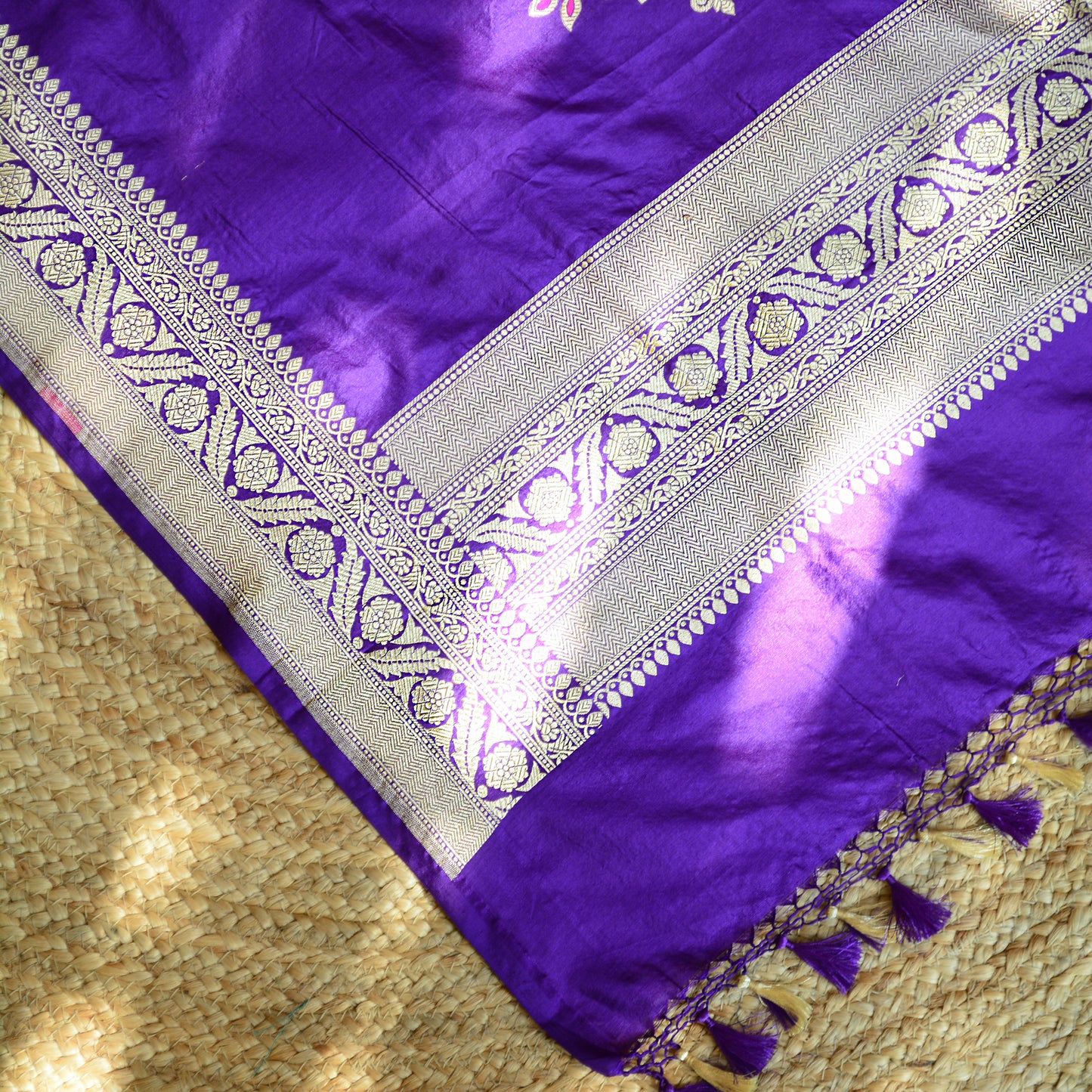 Purple jaal kurta katan by katan silk suit set